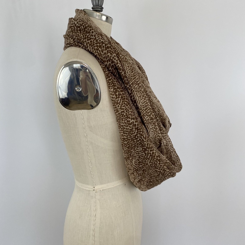 Nicole Marciano Animal Print Infinity Scarf Brown‎ Tan Boho Lightweight Scarf - Picture 4 of 8